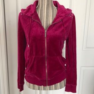 Michael Kors magenta studded velour sweatshirt